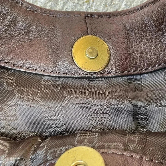 Banana Republic Genuine Leather Hobo Shoulder Tote Brown Y2K - Picture 4 of 7